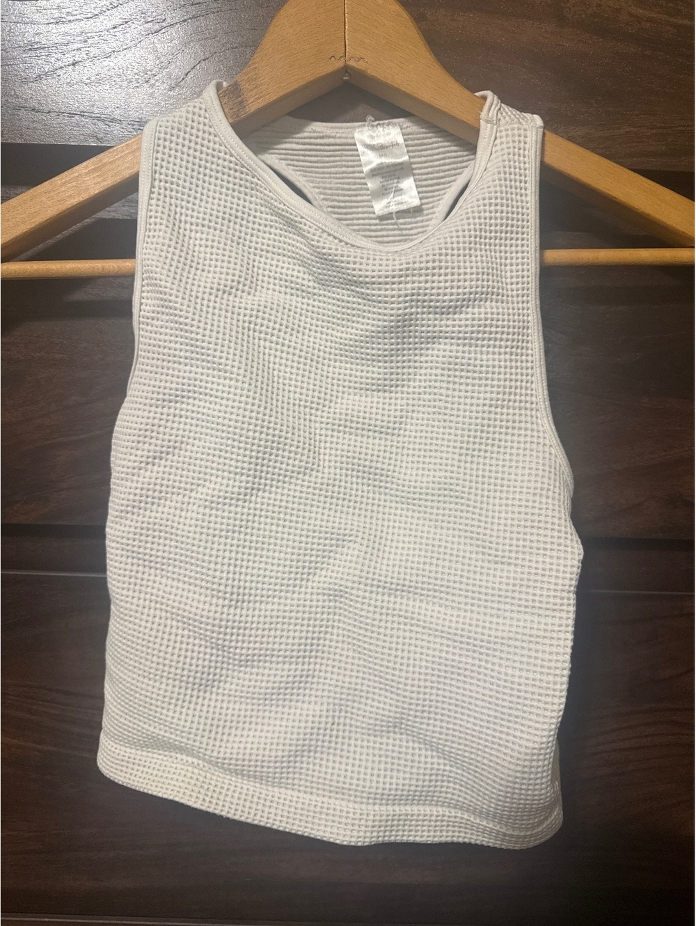BKE Essentials White Waffle Knit Racerback crop Tank Top M/L